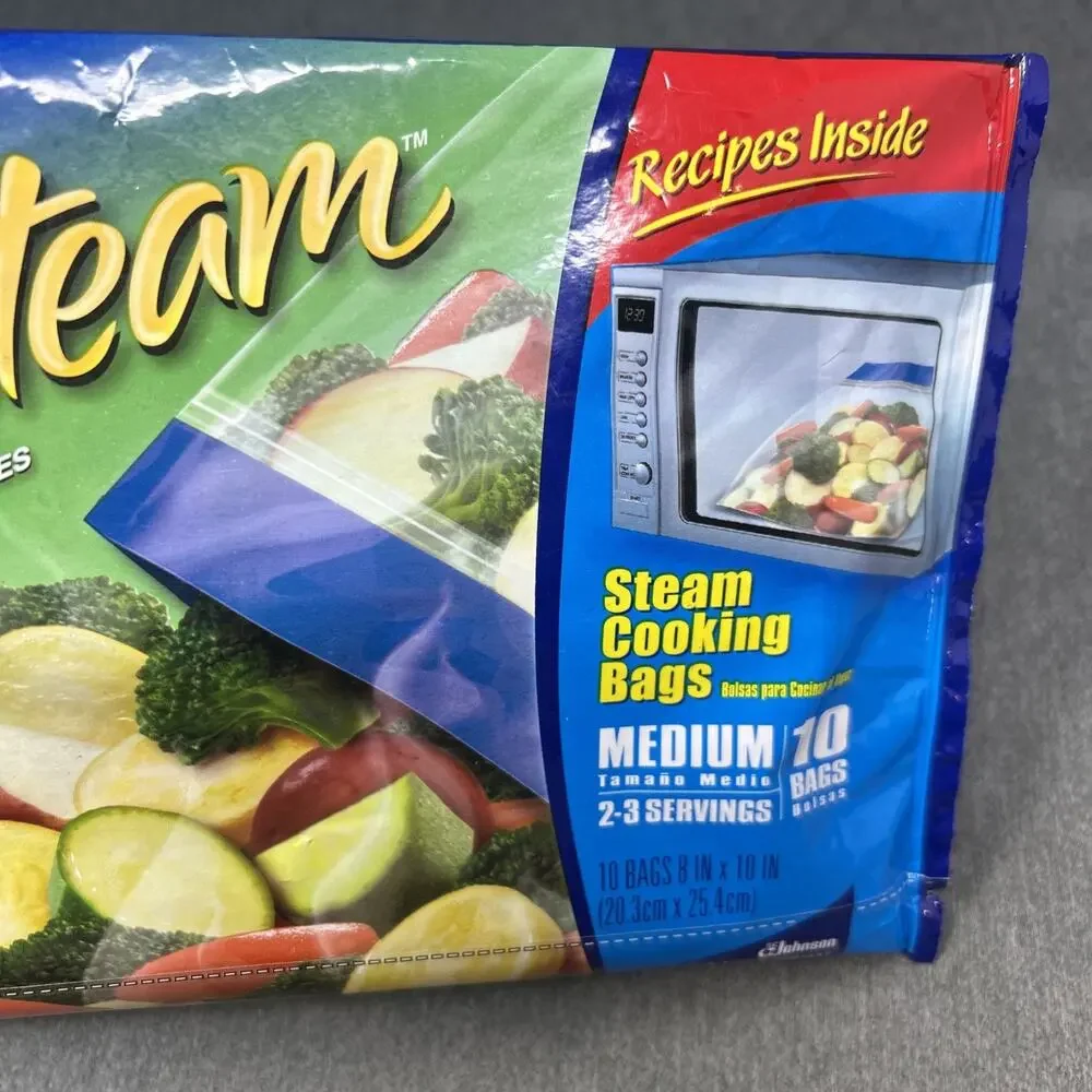 Ziploc Zip 'N Steam Microwave Cooking Bags Medium 10 Count Pack Steam Veggies